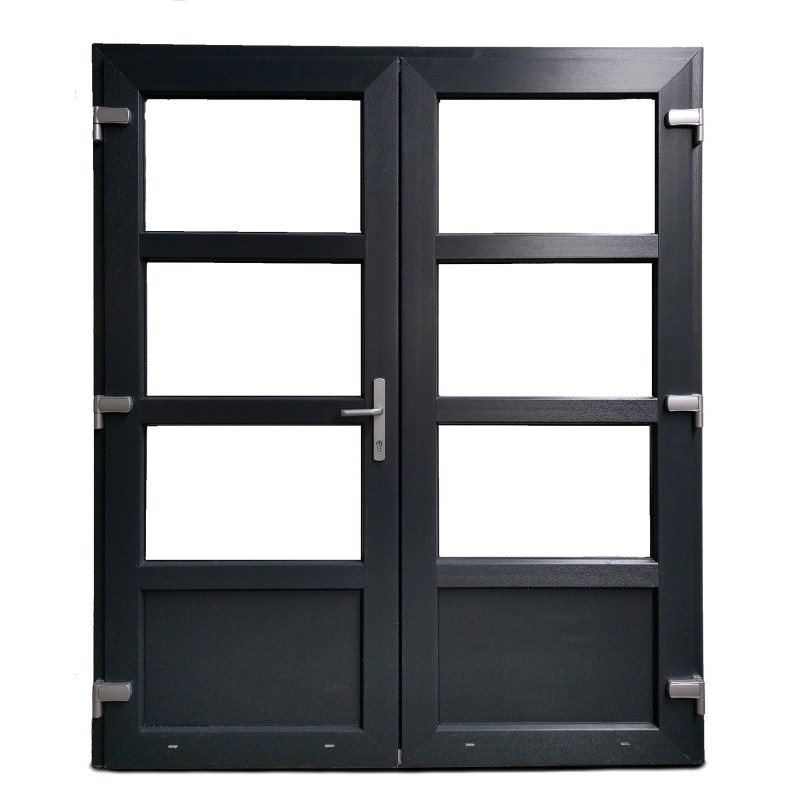 BASIC PLUS kunststof Dubbele deur 3/4 glas Buiten b175 h204cm Antraciet