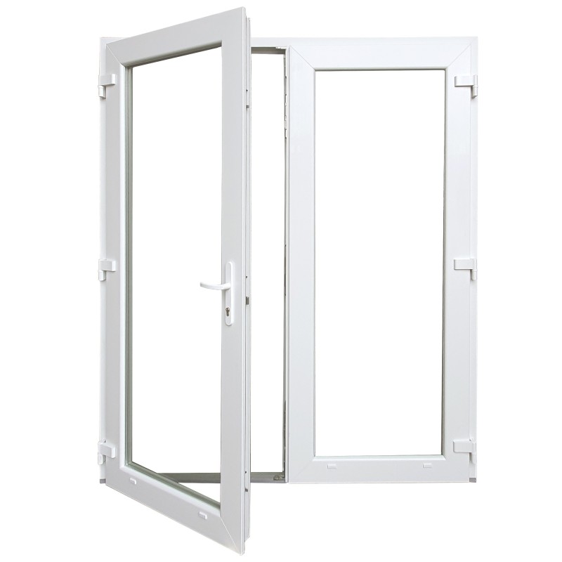 Kunststof Dubbele deur met 2x50cm zijlicht volglas b180-h215cm wit
