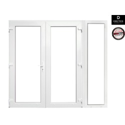 Kunststof Dubbele deur met zijlicht volglas b200-h215cm wit