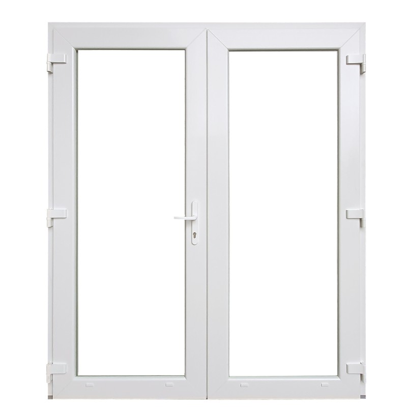 Kunststof Dubbele deur met 2x50cm zijlicht volglas b200-h215cm wit