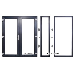 Kunststof Dubbele deur met zijlicht volglas b180-h215cm antraciet