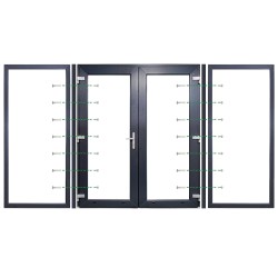 Kunststof Dubbele deur met 2x 100cm zijlichten volglas b180-h215cm antraciet
