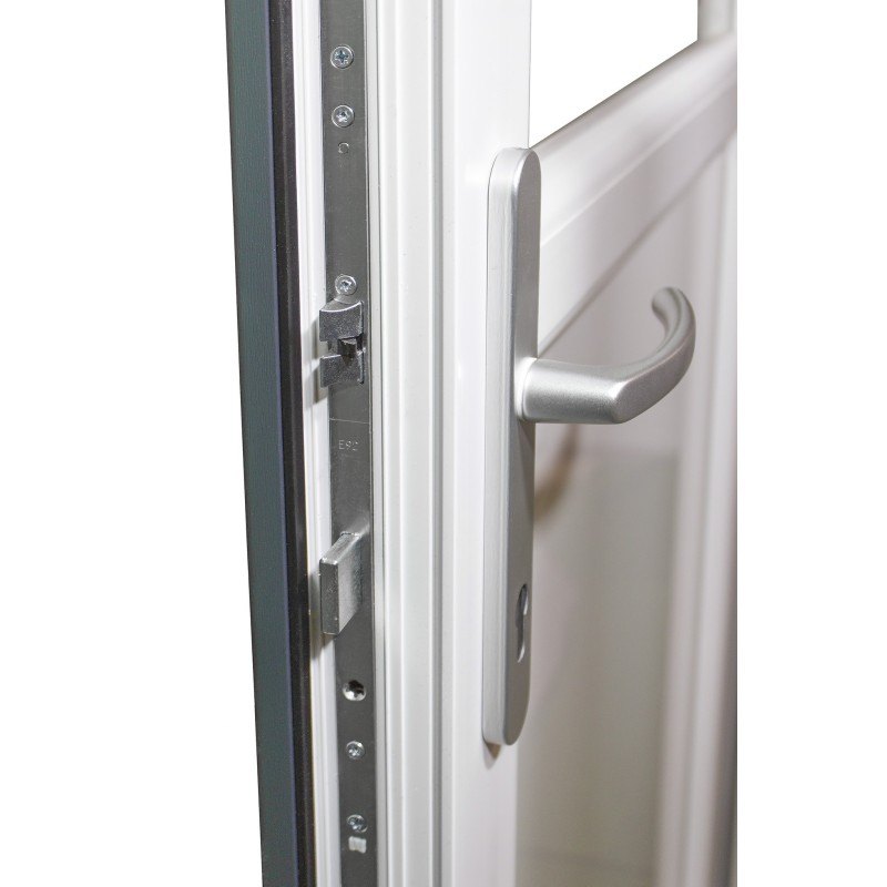 Kunststof Dubbele deur met 50cm zijlicht volglas b200-h215cm antraciet